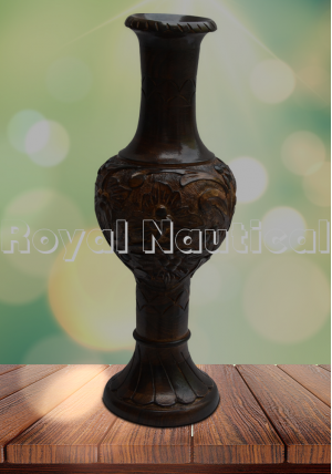 Designer Craved Wooden Vase